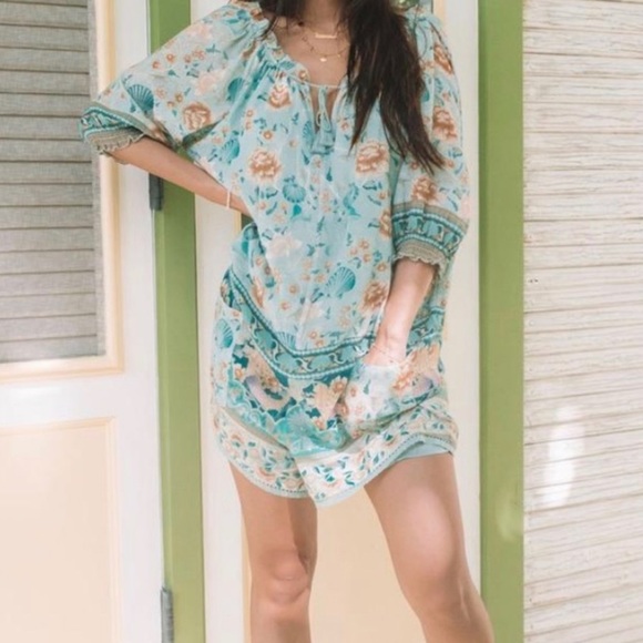 Spell Gypsy Collective Seashell Romper Seafoam XS